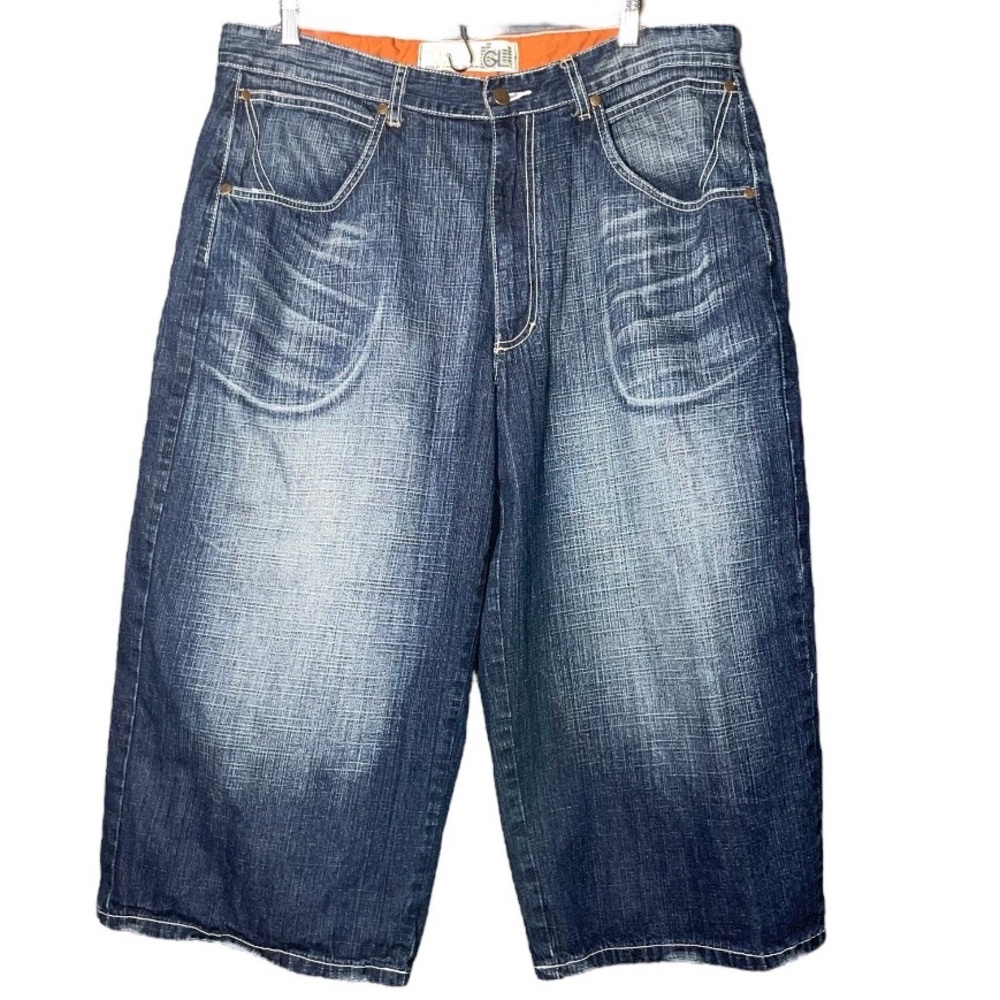 Vibes GL Gold Label denim Shorts Mens Size 38 baggy 100% Cotton zip fly blue
